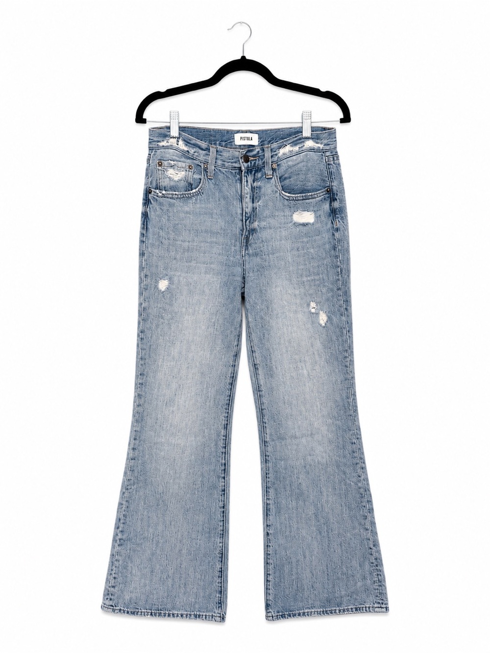 Pistola Distressed Light Wash Flare Jeans Size 26